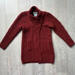 Aran Crafts Merino Wool Cable-Knit Cardigan Coat Women’s Size XXS Sweater